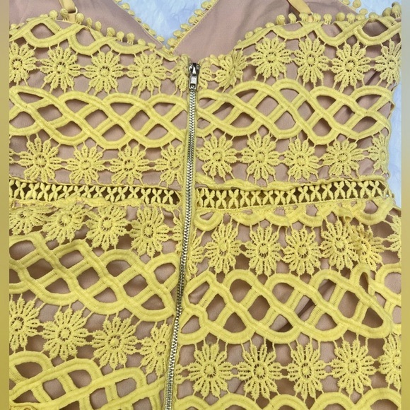 Lulu’s Beauty and Lace Yellow Crochet Mini Dress - Picture 4 of 9